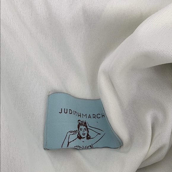 Judith March shift dress black white wide stripe chevron scallop sleeveless L - Picture 4 of 5